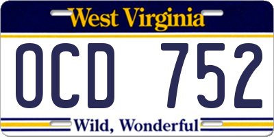 WV license plate OCD752