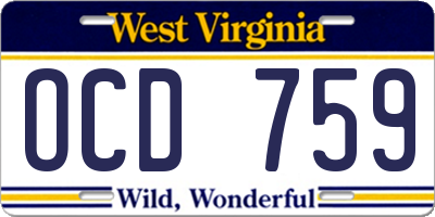 WV license plate OCD759