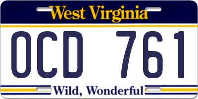 WV license plate OCD761
