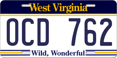 WV license plate OCD762