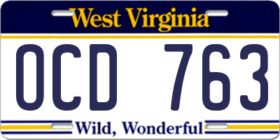WV license plate OCD763