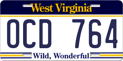 WV license plate OCD764