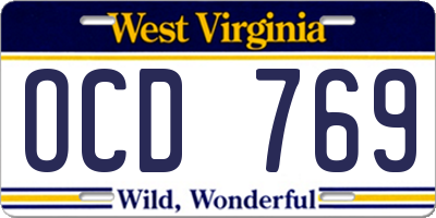 WV license plate OCD769