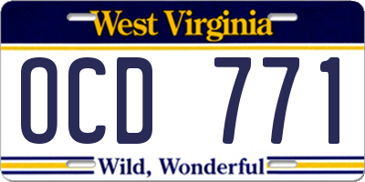 WV license plate OCD771
