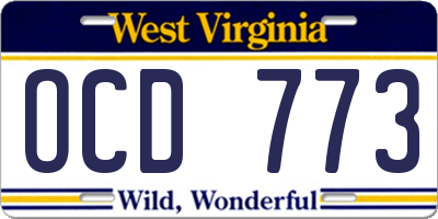 WV license plate OCD773
