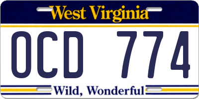 WV license plate OCD774