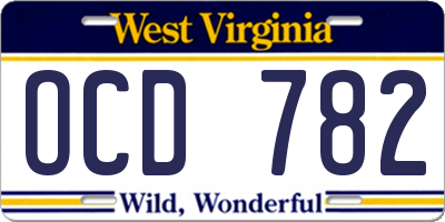 WV license plate OCD782