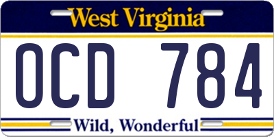 WV license plate OCD784