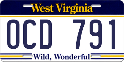 WV license plate OCD791