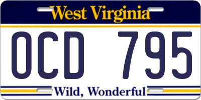 WV license plate OCD795