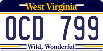 WV license plate OCD799