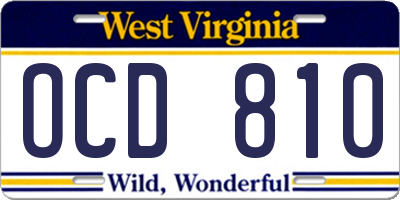 WV license plate OCD810