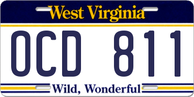 WV license plate OCD811