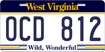 WV license plate OCD812