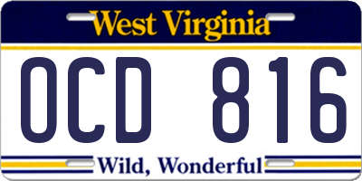 WV license plate OCD816