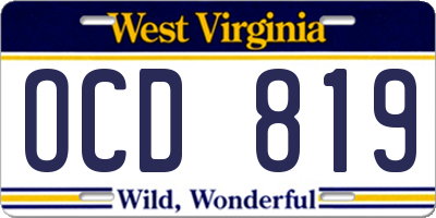 WV license plate OCD819