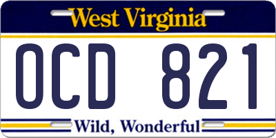 WV license plate OCD821