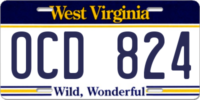WV license plate OCD824