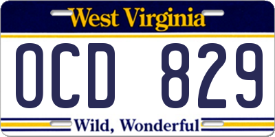WV license plate OCD829