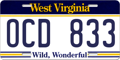 WV license plate OCD833
