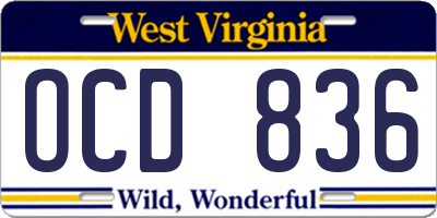 WV license plate OCD836
