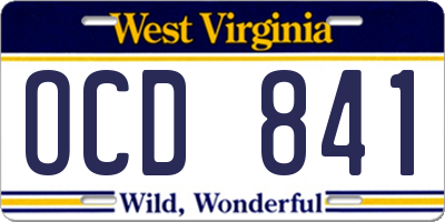WV license plate OCD841
