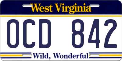 WV license plate OCD842