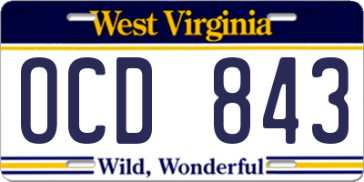 WV license plate OCD843