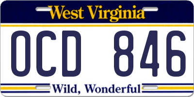WV license plate OCD846