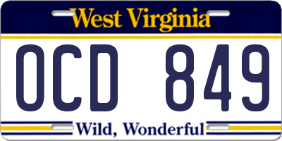 WV license plate OCD849
