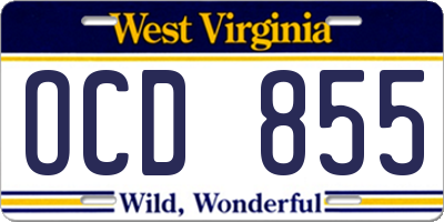 WV license plate OCD855