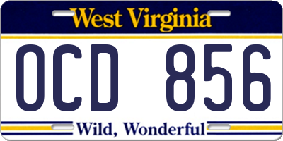 WV license plate OCD856