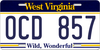 WV license plate OCD857