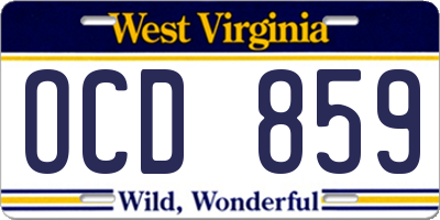 WV license plate OCD859