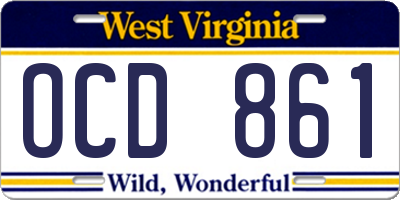 WV license plate OCD861