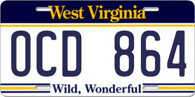 WV license plate OCD864