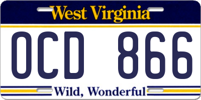WV license plate OCD866