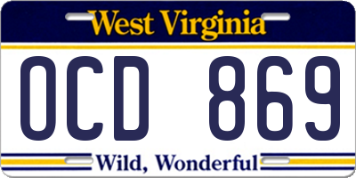 WV license plate OCD869