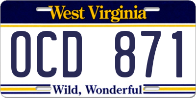WV license plate OCD871