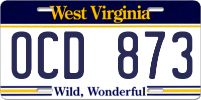 WV license plate OCD873