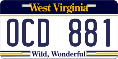 WV license plate OCD881