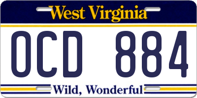 WV license plate OCD884