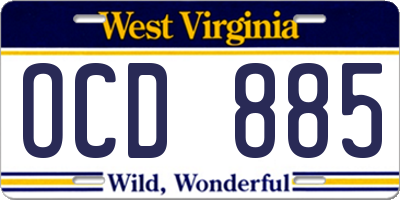WV license plate OCD885