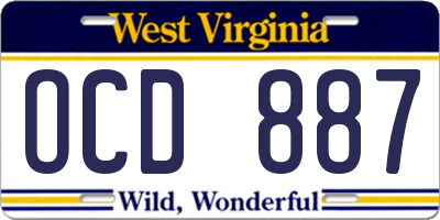 WV license plate OCD887