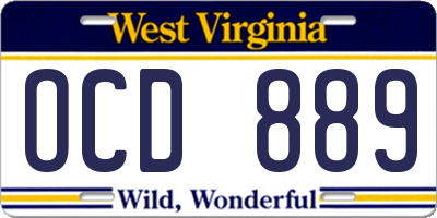 WV license plate OCD889