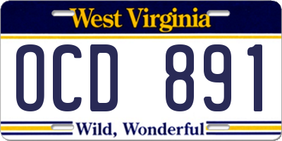 WV license plate OCD891
