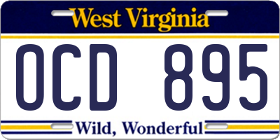 WV license plate OCD895
