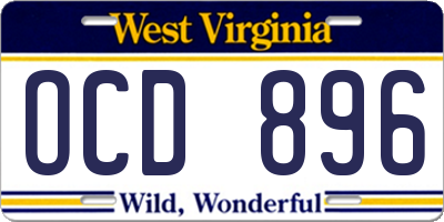 WV license plate OCD896