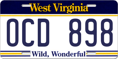 WV license plate OCD898