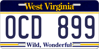 WV license plate OCD899